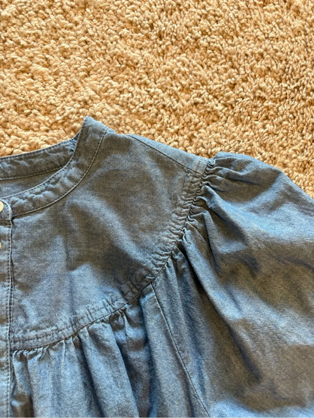 Chambray Puff Sleeve Top